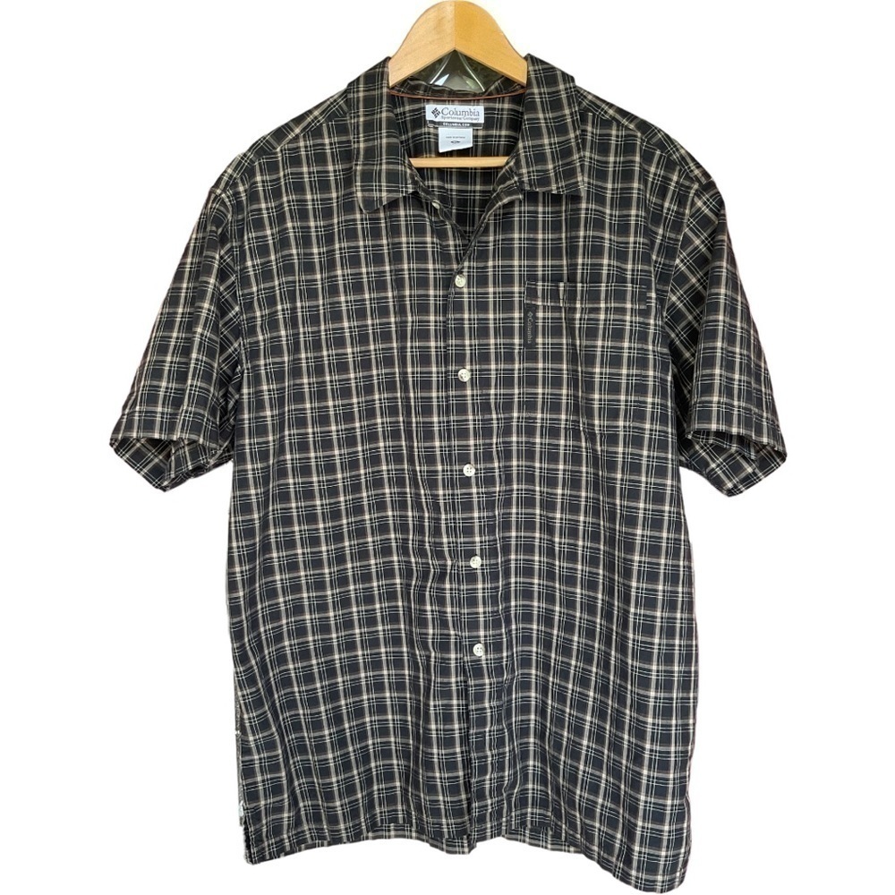 COLUMBIA MENS XL BUTTON DOWN PLAID SHIRT